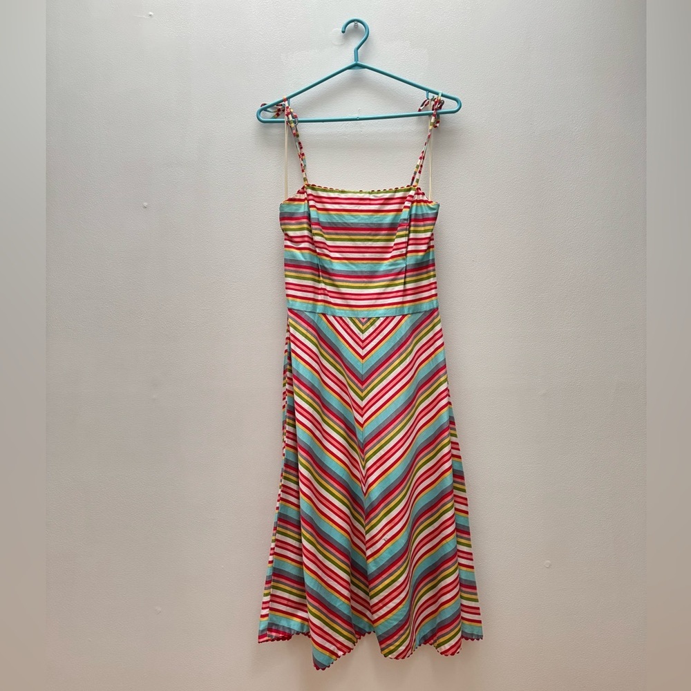 Vintage - Unique Yves Cossette Depeche Mode 90s Colorful Striped Women's Dress